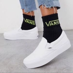 White slip on platform vans